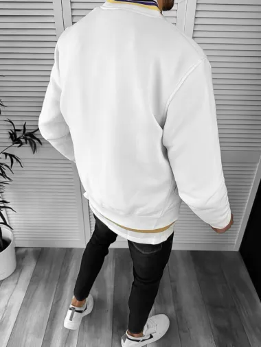 Geaca barbati de toamna cu imprimeu, alba K218 21-4.3